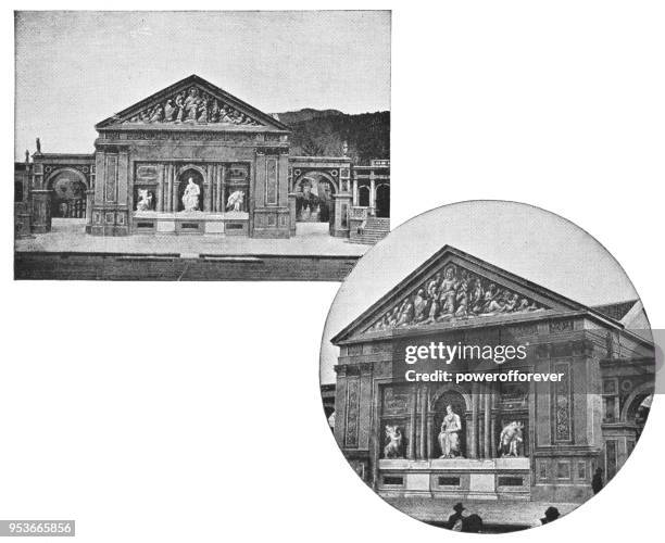 O Conjunto De 1890 Palco Da Pea Paixo De Oberammergau Alemanha Sculo Xix, Foto de stock