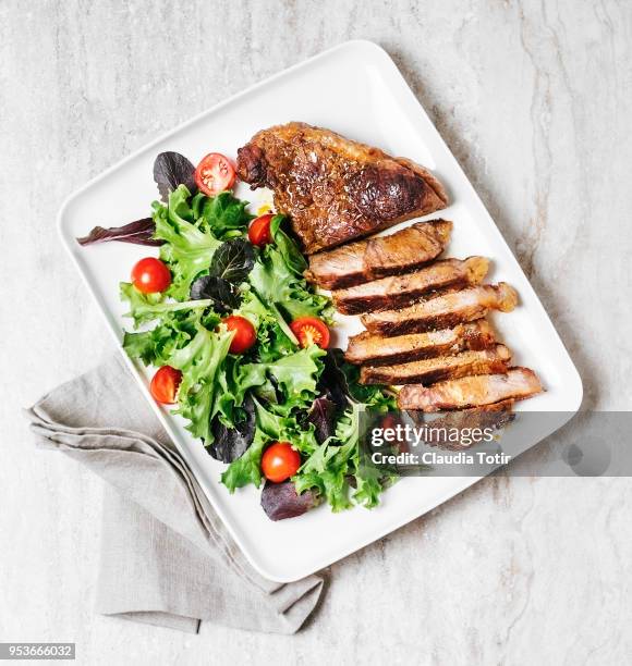 steak with fresh salad - tea towels stock pictures, royalty-free photos & images