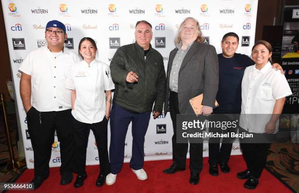 Alex Granados, Stephanie De Los Santos, Jose Andres, Jonathan Gold, Monrovia Gomez and Kim Dimalanta attend The Los Angeles Times Food Bowl: Power of...