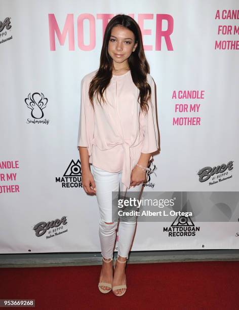 Kaylee Quinn arrives for a luncheon in honor of Mother's Day for the release of Pamela L. Newton's "A Candle For My Mother" held at Los Angeles Film...