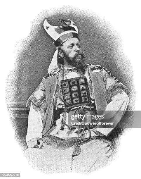 schauspieler porträtiert kajaphas am passionsspiel in oberammergau, deutschland - 19. jh. - alte deutsche schauspieler stock-grafiken, -clipart, -cartoons und -symbole