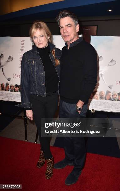 Paula Harwood and actor Peter Gallagher attend the premiere of Sony Pictures Classics' "The Seagull" at The Writers Guild Theater on May 1, 2018 in...