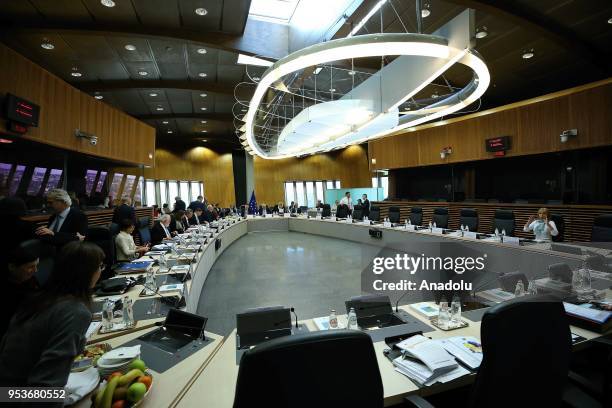 European Commission Chief Jean-Claude Juncker and other members of European Commission gather for the weekly college meeting to evaluate financial...