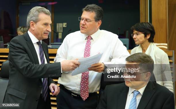 European Commissioner for the Budget Gunther Oettinger , Vice President of the European Commission Valdis Dombrovskis , Member of the European...