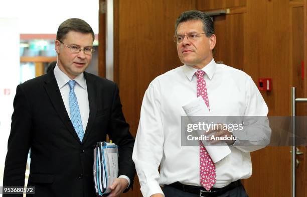 Vice-President of the European Commission in charge of Energy Union, Maros Sefcovic and Vice President of the European Commission Valdis Dombrovskis...