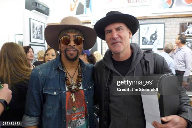 Prince manager Owen Husney has a book book signing at Mr. Musichead Gallery in Los Angeles, California on April 26, 2018. Andre Cymone, and Peter...