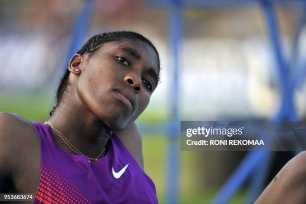South African athlete Caster Semenya relaxes in Lappeenranta, Eastern Finland on July 15, 2010 for her first race since the Berlin World...
