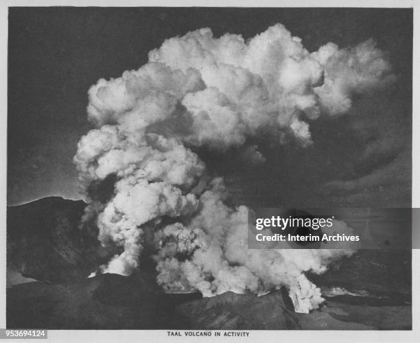 View of an eruption by Taal Volcano in Taal Lake, Luzon, Philippines, January 29, 1911.
