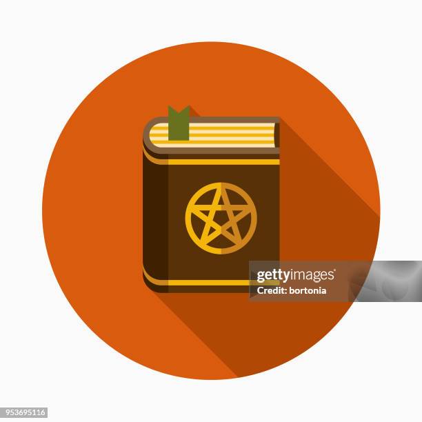 spellbook flat design halloween icon with side shadow - wizard magic stock illustrations