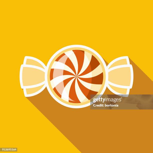 ilustraciones, imágenes clip art, dibujos animados e iconos de stock de caramelo plano diseño halloween icon con sombra lateral - envoltorio de dulce