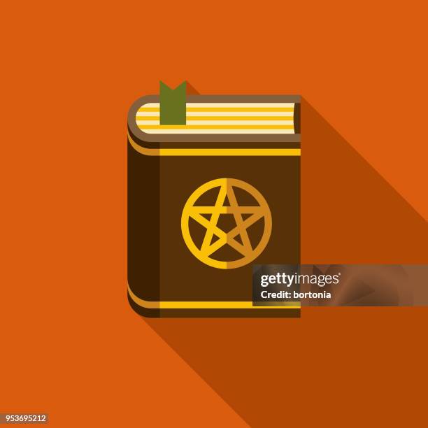spellbook flat design halloween icon with side shadow - casting spell stock illustrations