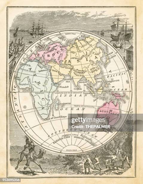 ilustraciones, imágenes clip art, dibujos animados e iconos de stock de mapa del hemisferio occidental 1871 - west africa