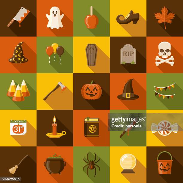 ilustraciones, imágenes clip art, dibujos animados e iconos de stock de halloween diseño plano icon set con sombra lateral - bucket