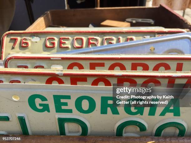 a collection of vintage license plates from georgia usa - department of motor vehicles stock pictures, royalty-free photos & images