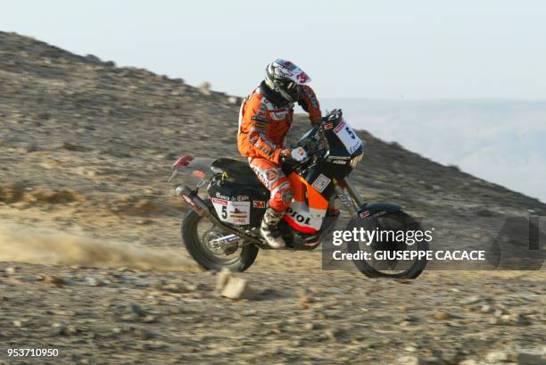 Chilean rider Carlo De Gavardo of Team De Gavardo is seen in action during the second stage of the Pharaons Rally, from Baharija to Sitra Road 27...