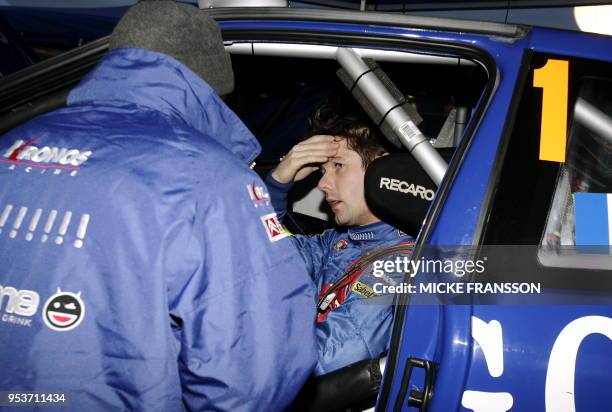 Sebastein Loeb of France is pictured at the wheel of his Citroen Xsara 02 February 2006 during today's testdrive in Hagfors,on the eve of the...