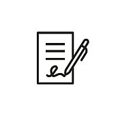 Signing business document icon