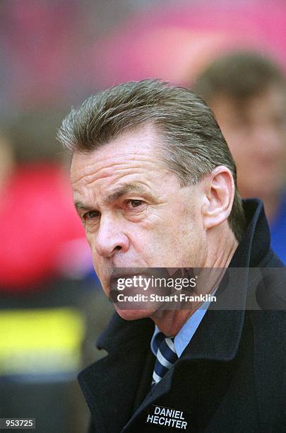 Portrait of Bayern Munich coach Ottmar Hitzfeld during the German Bundesliga match against Eintracht Frankfurt played at the Waldstadion, in...