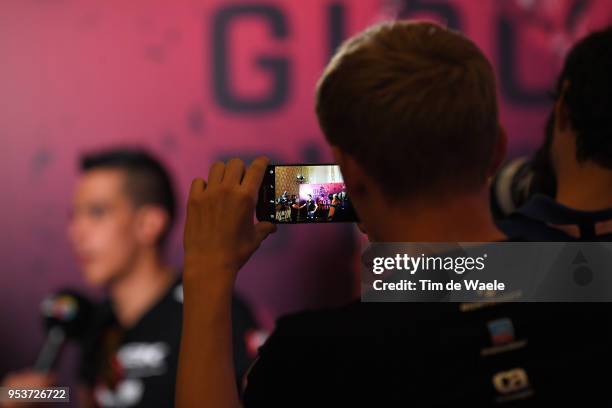 Jarlinson Pantano of Colombia and Team Trek-Segafredo / Press / Media / during the 101th Tour of Italy 2018 Team Trek - Segafredo Press Conference on...