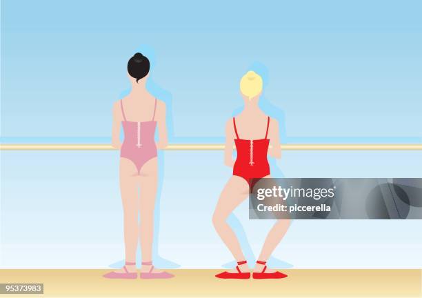 ballet dancers - barre stock illustrations