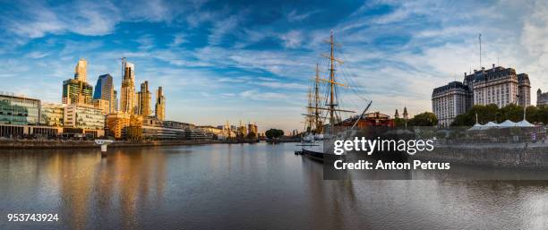 puerto madero. panorama view in buenos aires, argentina. - puerto madero fotografías e imágenes de stock