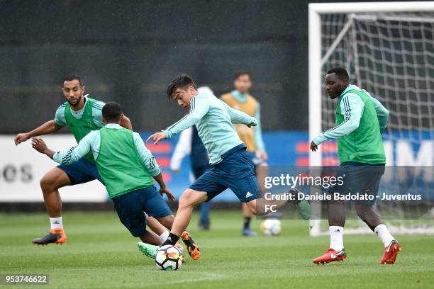 Paulo Dybala during the Juventus training session at Juventus Center Vinovo on May 2, 2018 in Vinovo, Italy.