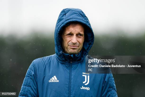 Massimiliano Allegri during the Juventus training session at Juventus Center Vinovo on May 2, 2018 in Vinovo, Italy.