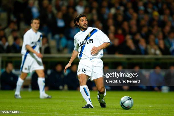 Daniele Adani of Inter during the UEFA Cup Quarter Final First Leg match between Marseille and Inter at Velodrome Stadium, Marseille, France on April...