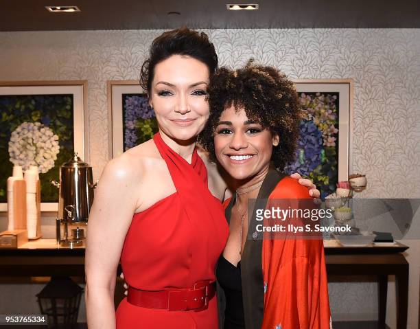Katrina Lenk and Ariana DeBose attend the 2018 Tony Awards Meet The Nominees Press Junket on May 2, 2018 in New York City.