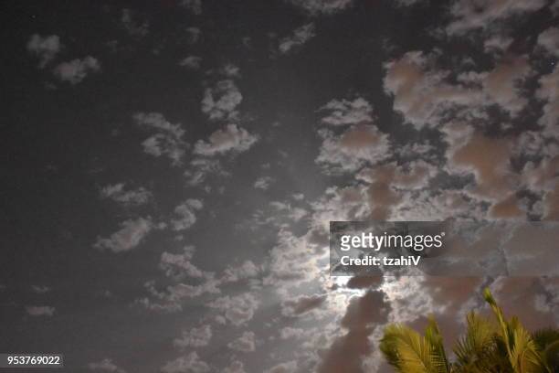background cloudy skies at night - ominous moon stock pictures, royalty-free photos & images