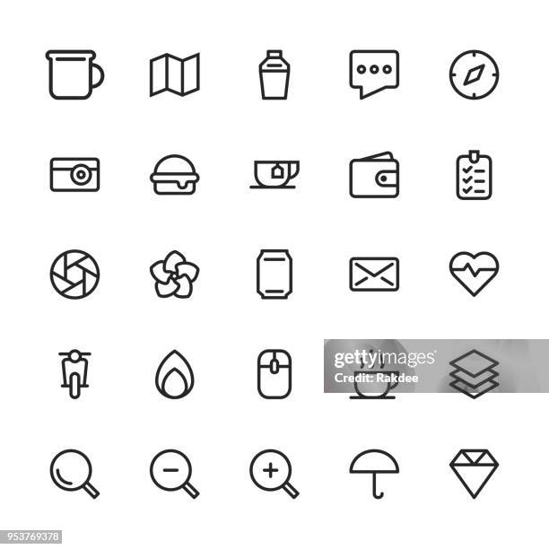 ilustrações de stock, clip art, desenhos animados e ícones de universal icon set 1 - line series - afastar imagem