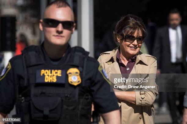 Amalija Knavs, mother of U.S. First Lady Melania Trump, arrives at U.S. Citizenship and Immigration Services at the Jacob K. Javits Federal Building,...