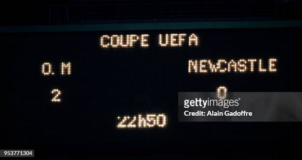 Score after the UEFA Cup Semi Final second Leg match between Marseille and Newcastle at Velodrome Stadium, Marseille, France on May 6th 2004