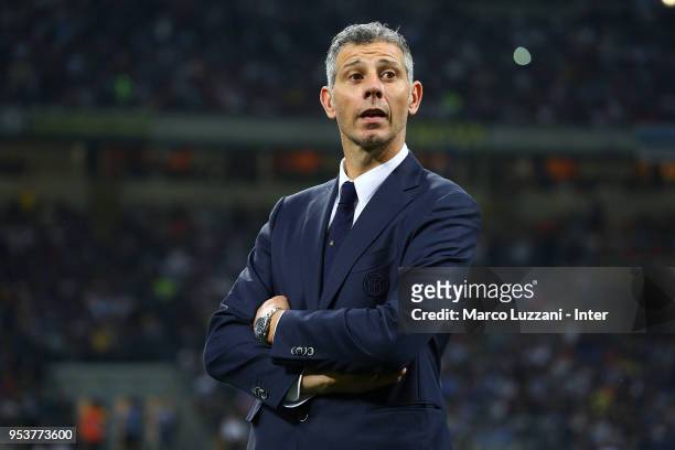Francesco Toldo looks on before the serie A match between FC Internazionale and Juventus at Stadio Giuseppe Meazza on April 28, 2018 in Milan, Italy.