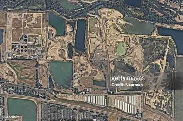 open pit mining from above - mining from above stock-fotos und bilder