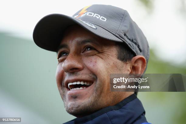 Victor Espinoza the jockey for Bolt d'Oro talks with the media during the morning training for the Kentucky Derby at Churchill Downs on May 2, 2018...