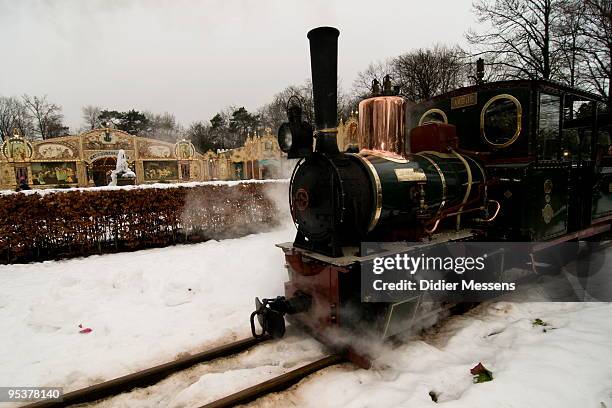 Steam train at Efteling theme park on December 25, 2009 in Kaatsheuvel, Netherlands.