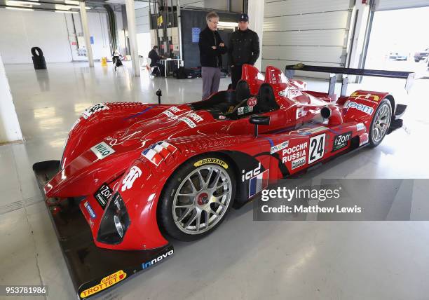 Silverstone Classic Preview Day, 2 May 2018, At the Home of British Motorsport. Sir Chris Hoy pictured with a 24 Noel del Bello Courage LC75 AER...