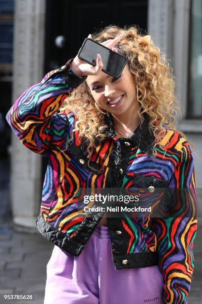 Ella Eyre seen leaving KISS FM UK in the sunshine on May 2, 2018 in London, England.