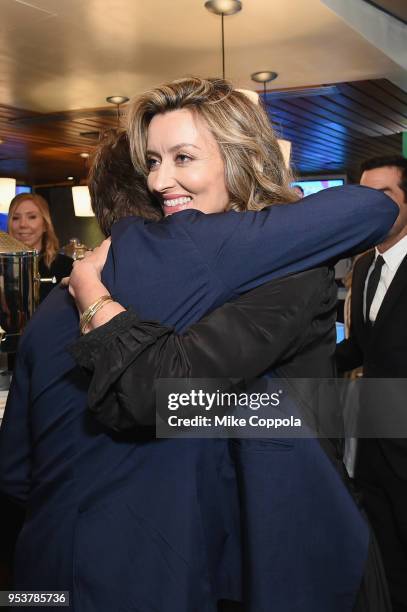 Natasha McElhone in the Hulu Upfront 2018 Green Room at The Hulu Theater at Madison Square Garden on May 2, 2018 in New York City.