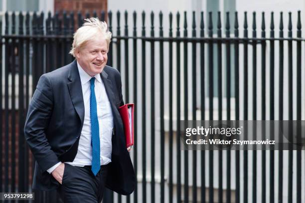 Secretary of State for Foreign and Commonwealth Affairs Boris Johnson arrives for a Brexit Cabinet committee meeting at 10 Downing Street in central...