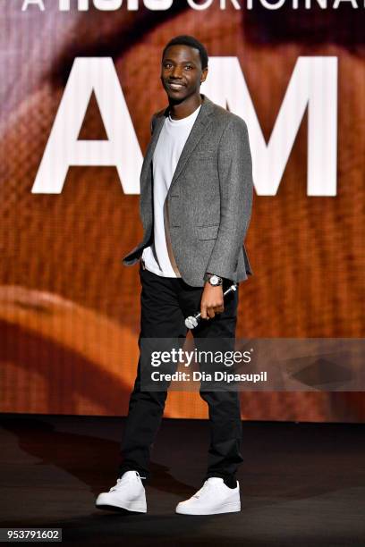 Jerrod Carmichael speaks onstage during Hulu Upfront 2018 at The Hulu Theater at Madison Square Garden on May 2, 2018 in New York City.