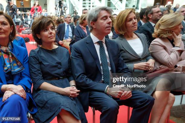 Maria Dolores de Cospedal and Soraya Sáenz de Santamaría during on the occasion of the Day of the Autonomous Community of Madrid, in Madrid, Spain,...