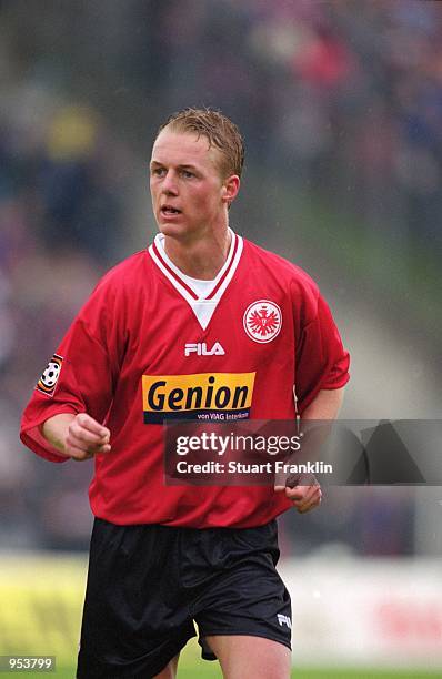 Christoph Preuss of Eintracht Frankfurt in action during the German Bundesliga match against Bayern Munich played at the Waldstadion, in Frankfurt,...