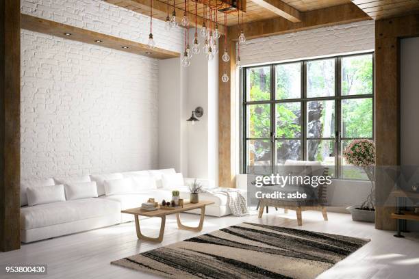 loft kamer - bright bedroom stockfoto's en -beelden