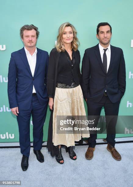 Beau Willimon, Natasha McElhone and Jordan Tappis attend the Hulu Upfront 2018 Brunch at La Sirena on May 2, 2018 in New York City.