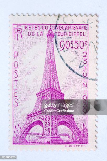 stockillustraties, clipart, cartoons en iconen met close up of french post stamp - 1930 1939