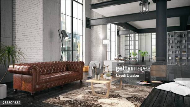 gezellig huis interieur - black interior stockfoto's en -beelden