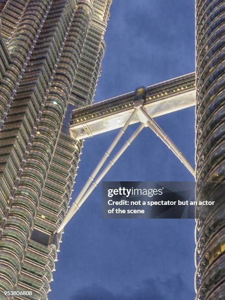 petronas towers detail of the bridge - skybridge petronas twin towers stock pictures, royalty-free photos & images