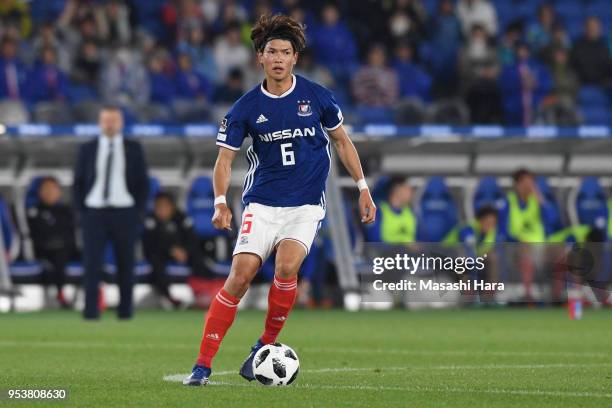 Takahiro Ogihara of Yokohama F.Marinos in action during the J.League J1 match between Yokohama F.Marinos and Jubilo Iwata at Nissan Stadium on May 2,...